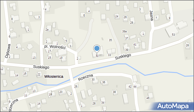 Włosienica, Suskiego Józefa, 31, mapa Włosienica