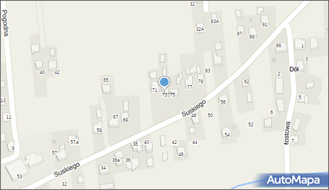 Włosienica, Suskiego Józefa, 73, mapa Włosienica