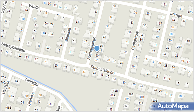 Wrocław, Sucharskiego Henryka, mjr., 50, mapa Wrocławia