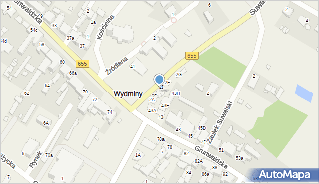 Wydminy, Suwalska, 2D, mapa Wydminy