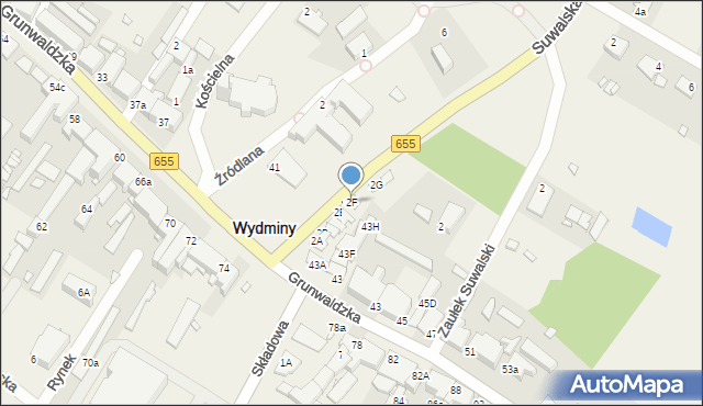 Wydminy, Suwalska, 2F, mapa Wydminy