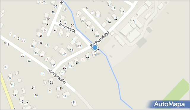 Żabno, Sucharskiego Henryka, mjr., 9, mapa Żabno