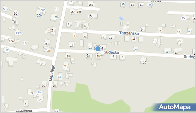 Zabrze, Sudecka, 2b, mapa Zabrza