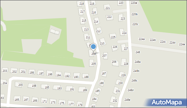 Zielona Góra, Sucha, 208, mapa Zielona Góra