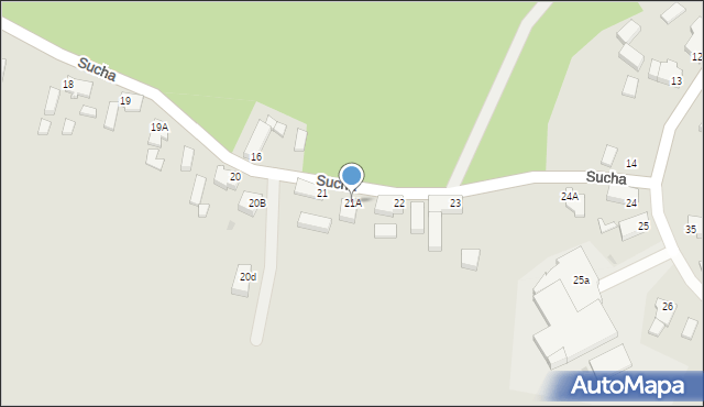 Zielona Góra, Sucha, 21A, mapa Zielona Góra