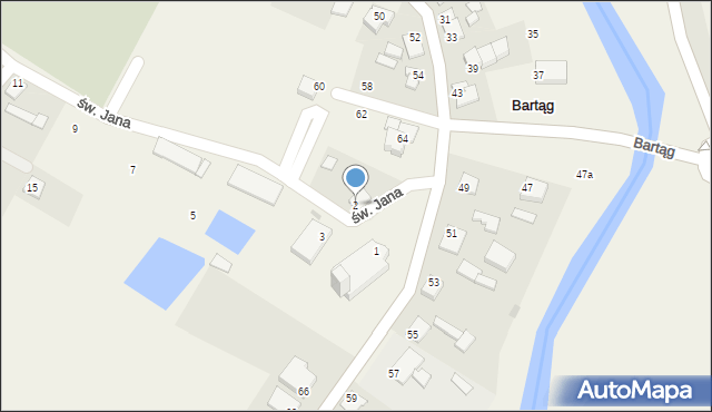 Bartąg, św. Jana, 2, mapa Bartąg