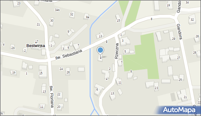 Bestwinka, św. Sebastiana, 4, mapa Bestwinka