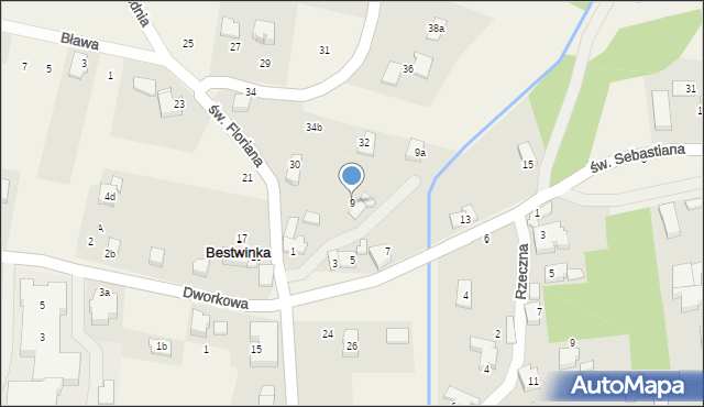 Bestwinka, św. Sebastiana, 9, mapa Bestwinka