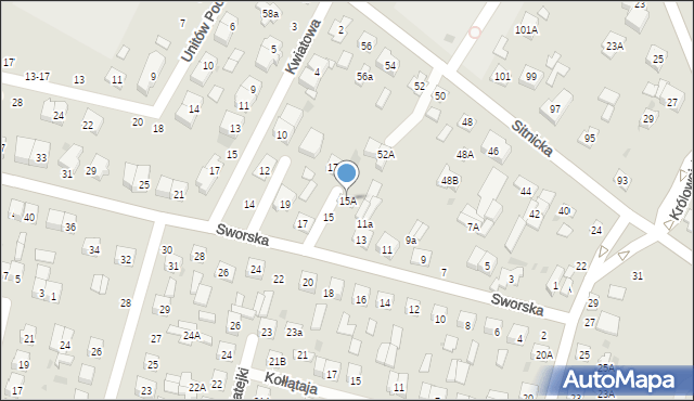 Biała Podlaska, Sworska, 15A, mapa Białej Podlaskiej