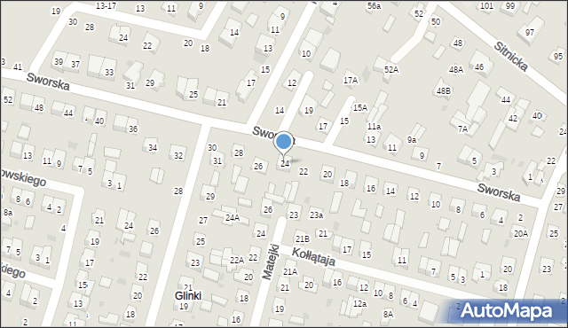 Biała Podlaska, Sworska, 24, mapa Białej Podlaskiej