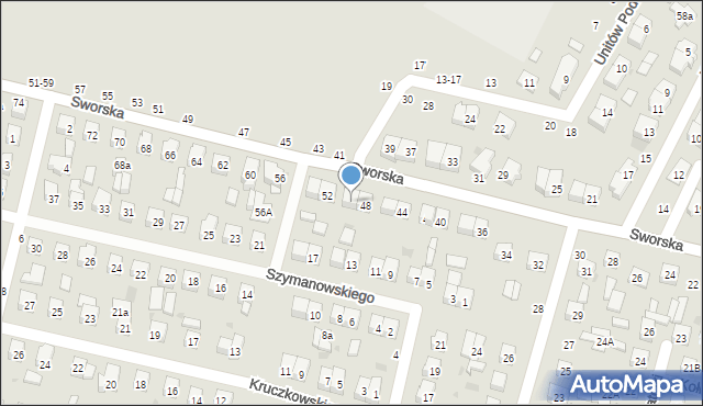 Biała Podlaska, Sworska, 50, mapa Białej Podlaskiej