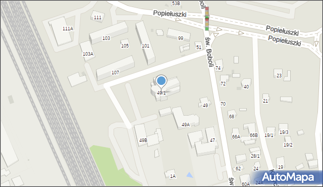 Białystok, św. Boboli Andrzeja, 49/1, mapa Białegostoku