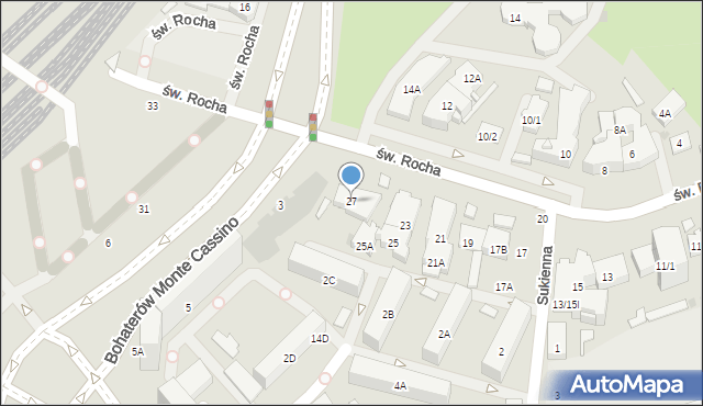 Białystok, św. Rocha, 27, mapa Białegostoku
