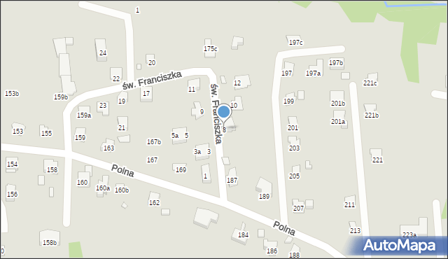 Bielsko-Biała, św. Franciszka, 8, mapa Bielsko-Białej