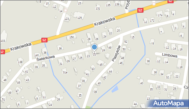 Bielsko-Biała, Świerkowa, 21, mapa Bielsko-Białej