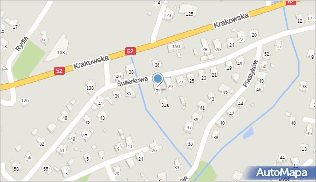 Bielsko-Biała, Świerkowa, 31, mapa Bielsko-Białej