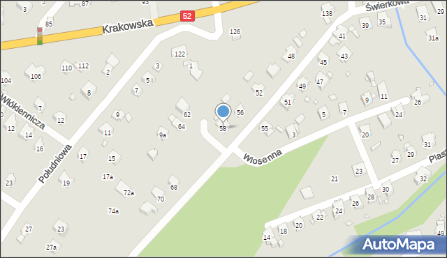 Bielsko-Biała, Świerkowa, 58, mapa Bielsko-Białej