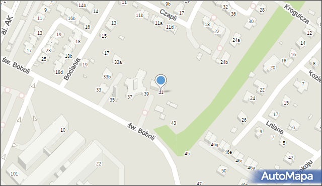Bielsko-Biała, św. Boboli Andrzeja, 41, mapa Bielsko-Białej