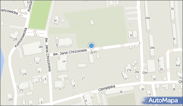 Bielsko-Biała, św. Jana Chrzciciela, 22, mapa Bielsko-Białej