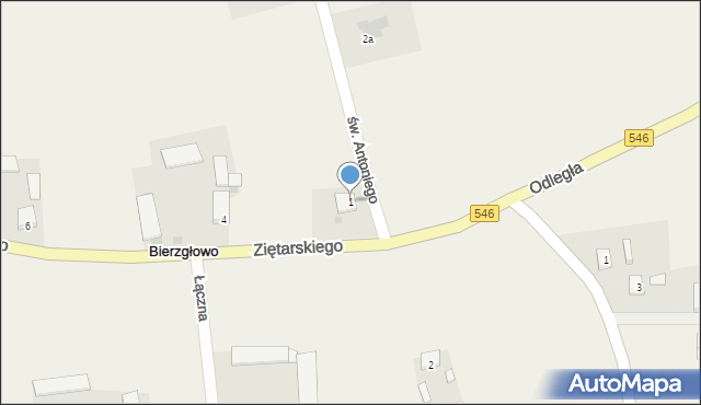 Bierzgłowo, św. Antoniego, 1, mapa Bierzgłowo