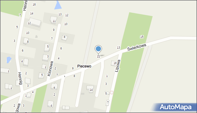 Bieszkowice, Świerkowa, 11, mapa Bieszkowice