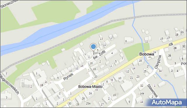 Bobowa, św. Zofii, 3, mapa Bobowa