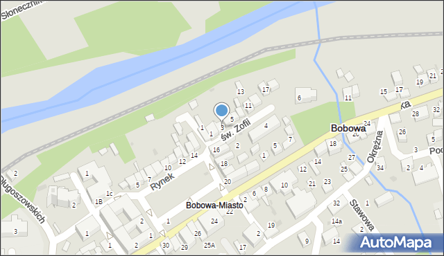 Bobowa, św. Zofii, 3, mapa Bobowa