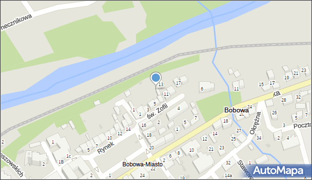 Bobowa, św. Zofii, 9A, mapa Bobowa