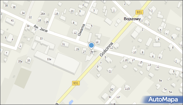 Bojszowy, św. Jana, 25, mapa Bojszowy