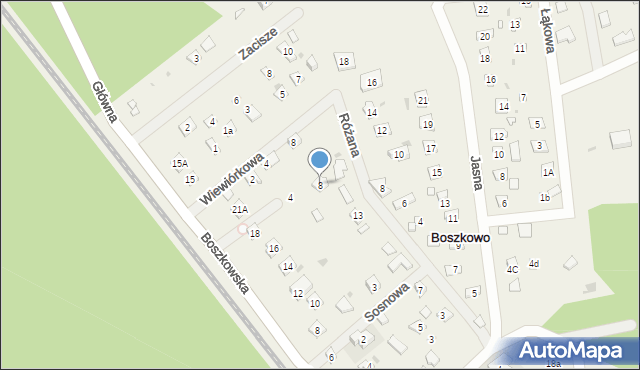 Boszkowo-Letnisko, Świerkowa, 8, mapa Boszkowo-Letnisko