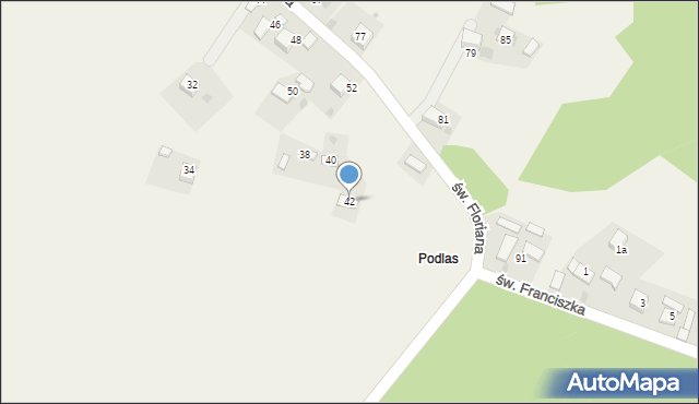 Brodła, św. Floriana, 42, mapa Brodła