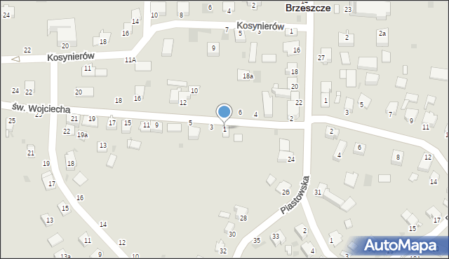 Brzeszcze, św. Wojciecha, 1, mapa Brzeszcze