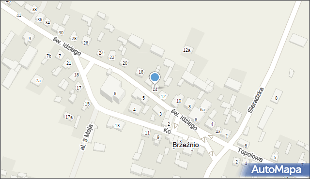 Brzeźnio, św. Idziego, 14, mapa Brzeźnio