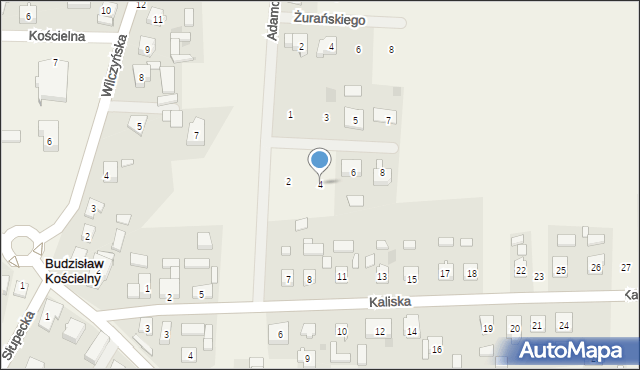 Budzisław Kościelny, św. Pustelników, 4, mapa Budzisław Kościelny