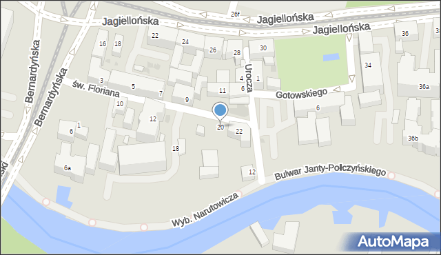 Bydgoszcz, św. Floriana, 20, mapa Bydgoszczy