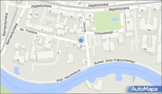Bydgoszcz, św. Floriana, 22, mapa Bydgoszczy