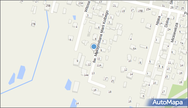 Chechło Pierwsze, św. Maksymiliana Marii Kolbego, 12A, mapa Chechło Pierwsze