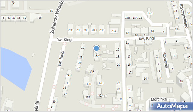 Chorzów, św. Kingi, 15A, mapa Chorzów