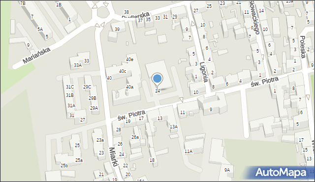 Chorzów, św. Piotra, 14, mapa Chorzów