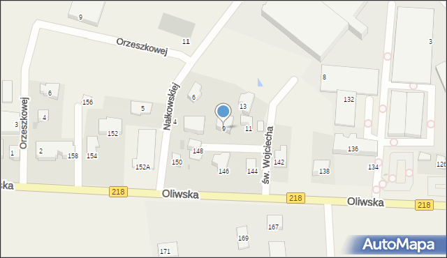 Chwaszczyno, św. Wojciecha, 9, mapa Chwaszczyno