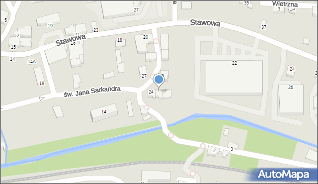 Cieszyn, św. Jana Sarkandra, 24A, mapa Cieszyna