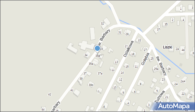 Czechowice-Dziedzice, św. Barbary, 33a, mapa Czechowic-Dziedzic