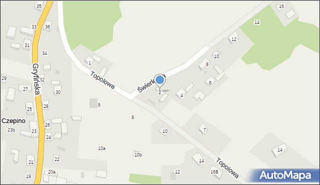 Czepino, Świerkowa, 2, mapa Czepino