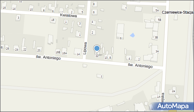 Czerniewice, św. Antoniego, 12, mapa Czerniewice