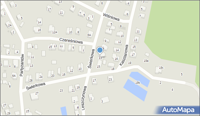 Czersk, Świerkowa, 13, mapa Czersk