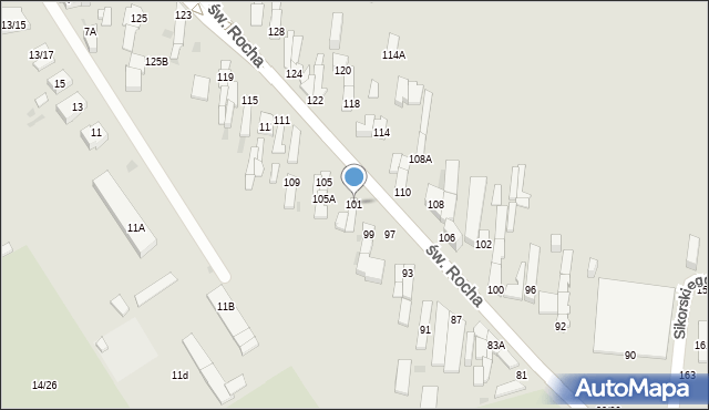 Częstochowa, św. Rocha, 101, mapa Częstochowy
