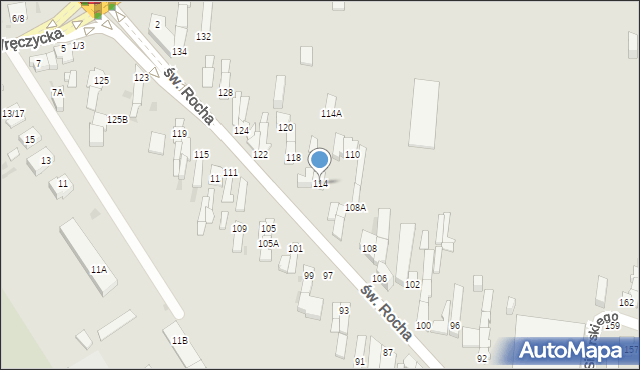Częstochowa, św. Rocha, 114, mapa Częstochowy