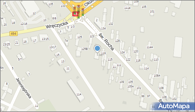 Częstochowa, św. Rocha, 121, mapa Częstochowy