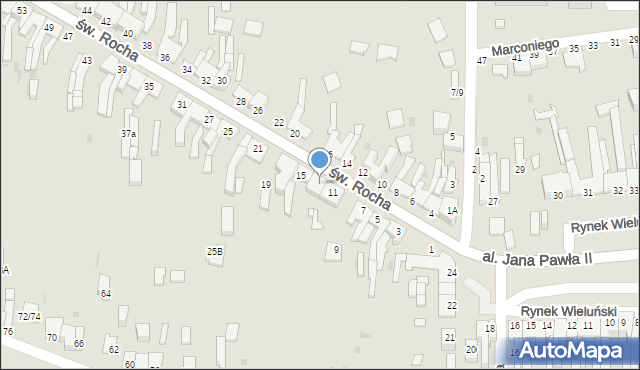Częstochowa, św. Rocha, 13, mapa Częstochowy