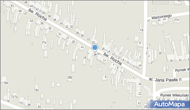 Częstochowa, św. Rocha, 15, mapa Częstochowy